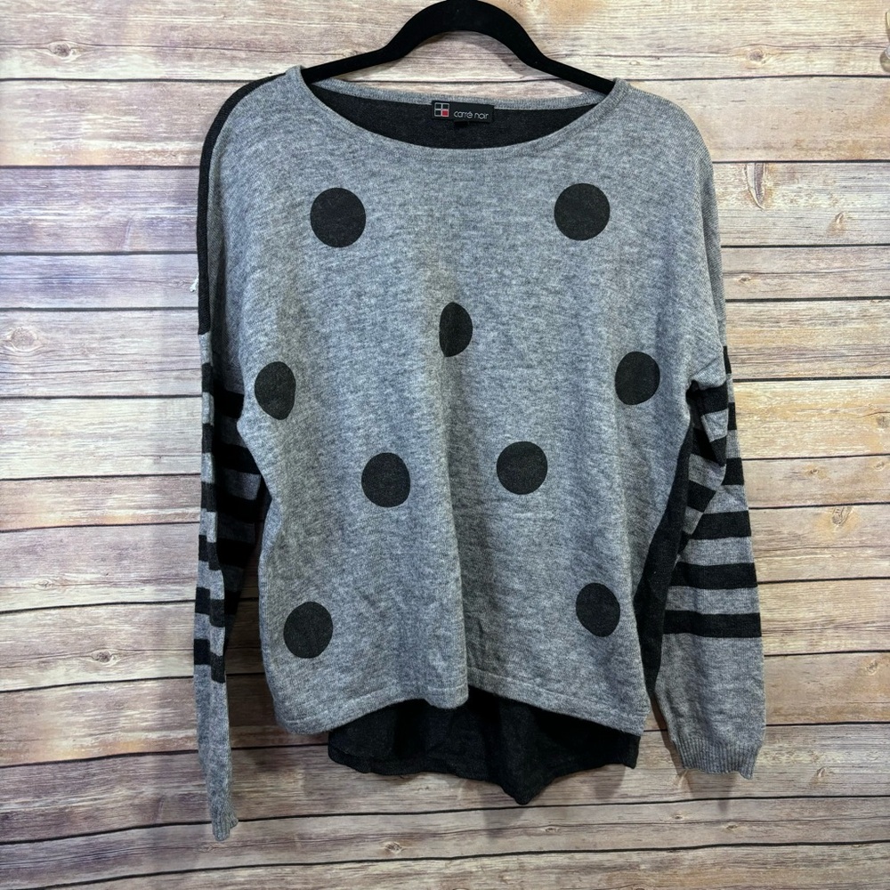 Carre Noir Polka Dot & Stripe Sweater Size Large